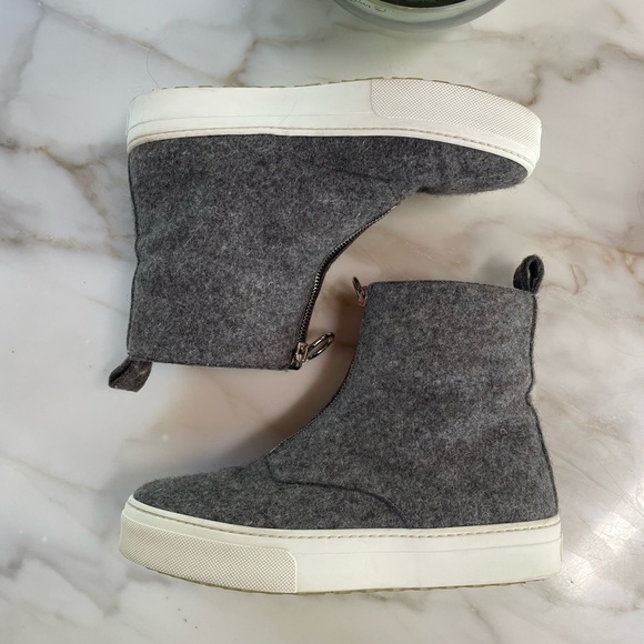 CELINE PARIS GREY WOOL ZIP FRONT HIGH TOPS! - Picture 3 of 6